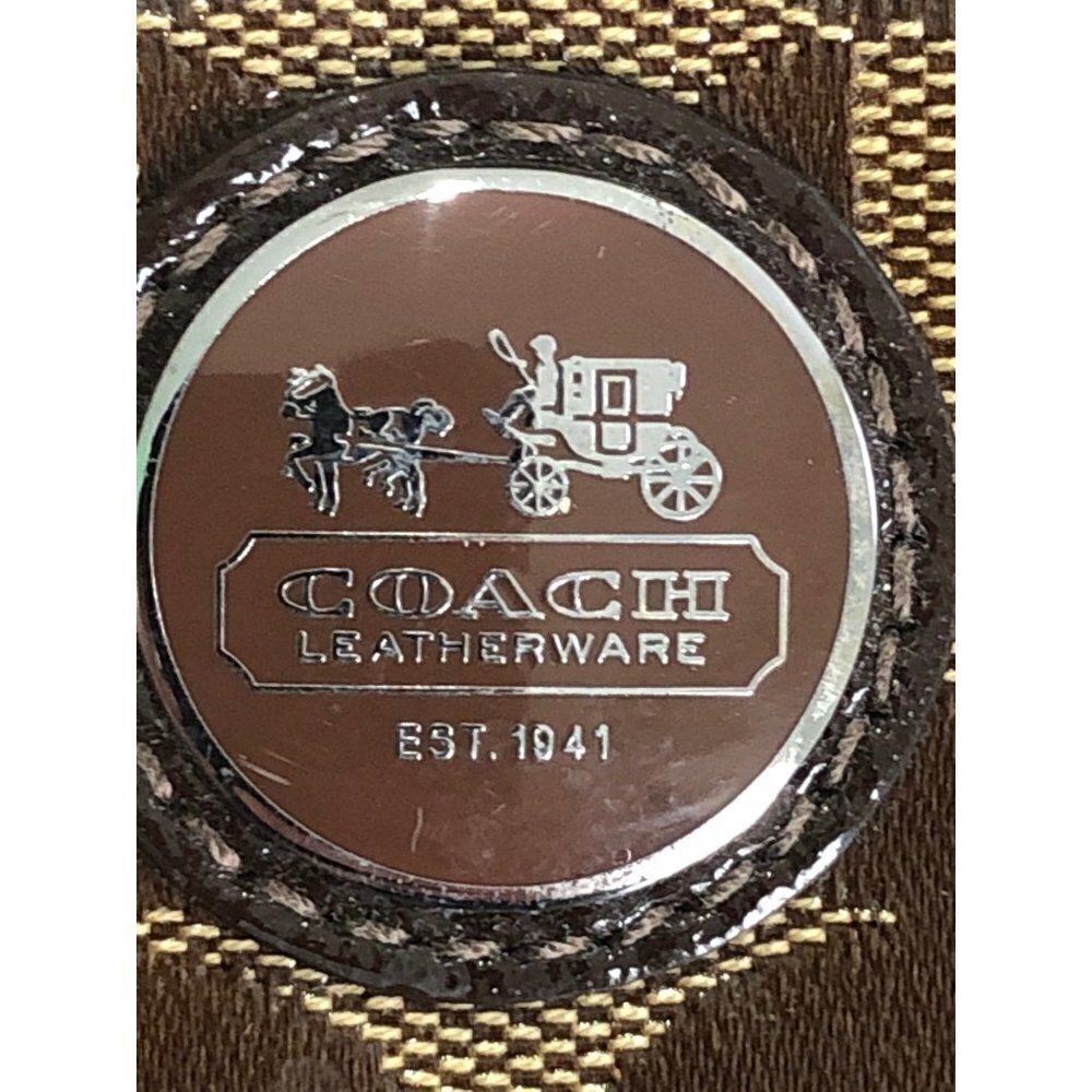 Coach Wristlet Clutch Brown Tan Leather Small Signature C - Picture 2 of 4